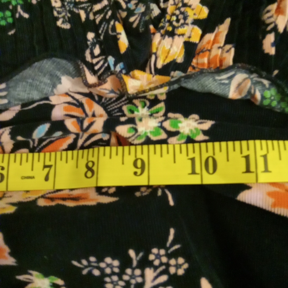 Free people corduroy floral romper sun dress with ruffles navy blue size medium - Picture 12 of 16